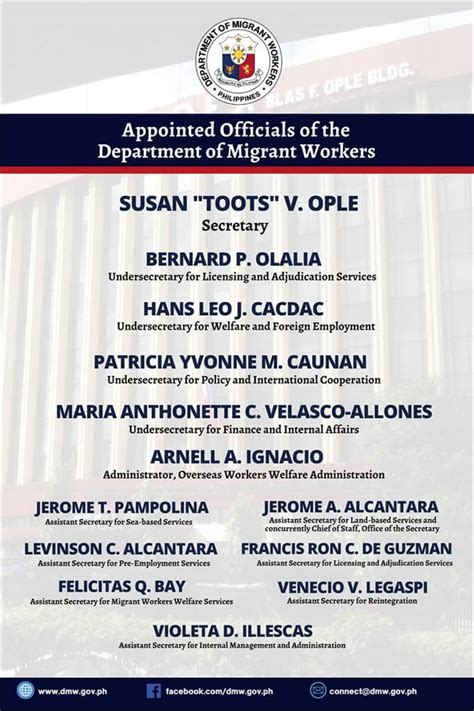 dmw list of examinees 2024|Officers of the Department of Migrant Workers (DMW).